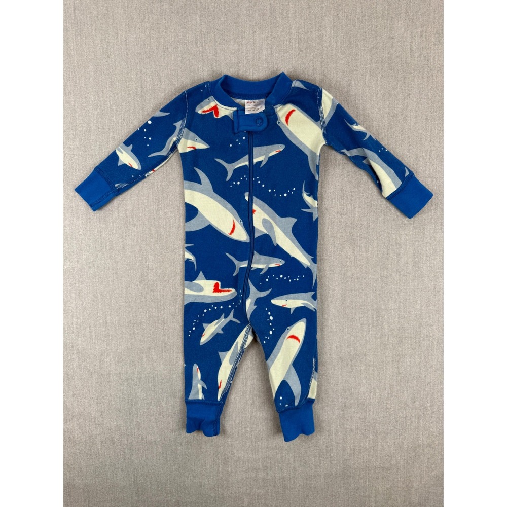 Hanna Andersson Blue Shark Organic Cotton Zip Sleeper Pajamas 3-6 Months‎ 60cm